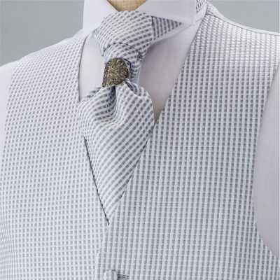 Formal Vest, Made In Japan, Checkered, Light Gray