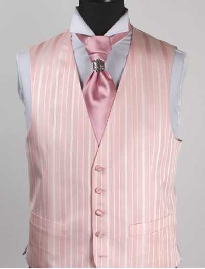 V-987PI Formal Vest Silk Jacquard Stripe Pink