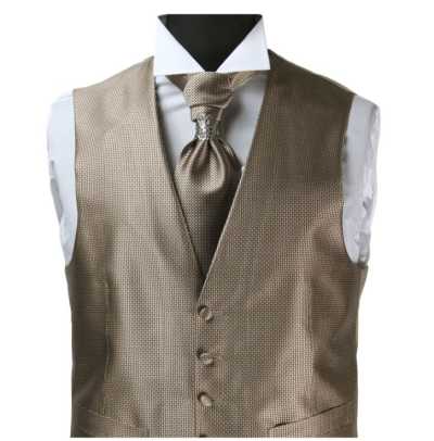 V-992MB Formal Vest Silk Jacquard Brown