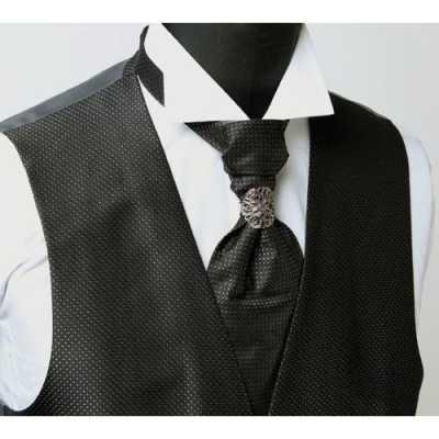 Formal Vest Made In Japan Black Silver Small Pattern