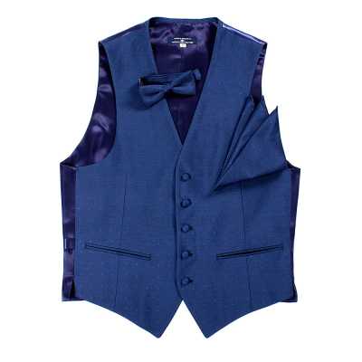 VANNERS-V-28 VANNERS Fabric Vest, Dot Pattern, Denim-Like Jacquard, Navy Blue