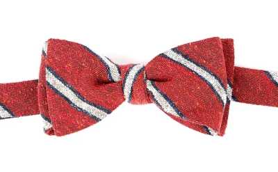 VMT-26 VANNERS Nep Silk Regimental Hand-Tied Bow Tie Red
