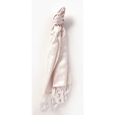Stole In VANNERS Silk Fabric, Paisley Pattern, White