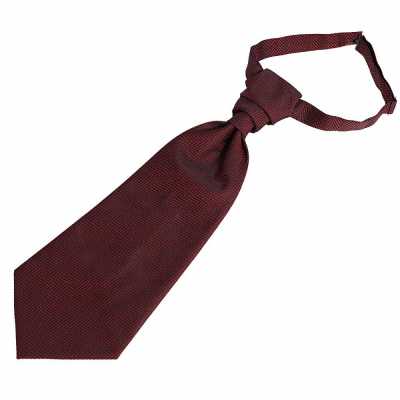 YT-23 Made In Japan Jacquard Ascot Tie (Euro Tie) Herringbone Pattern, Maroon
