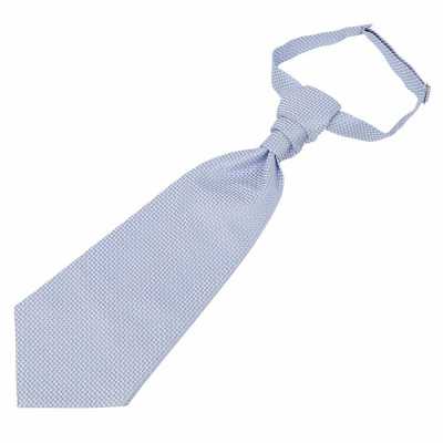 YT-27 Made In Japan Jacquard Ascot Tie (Euro Tie) Checked Pattern Sax Blue