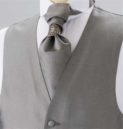 YT-300 Made In Japan Silk Ascot Tie (Euro Tie) Komon Pattern Gray