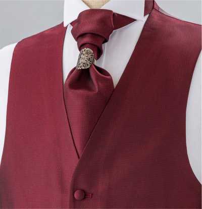 YT-302 Made In Japan Silk Ascot Tie (Euro Tie), Komon Pattern, Maroon