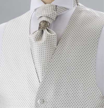 YT-902 Japanese-made Silk Ascot Tie (Euro Tie) Small Pattern Silver