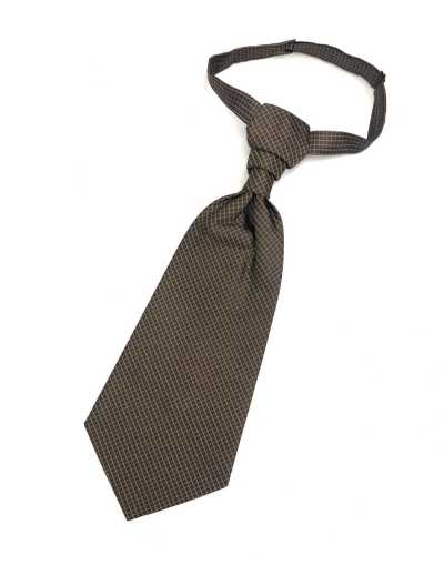 YT-944 Made In Japan Ascot Tie (Euro Tie) Silk Jacquard Check Brown