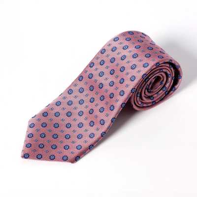 HVN-36 Tie Using VANNERS Fabric, Small Geometric Pattern, Pink