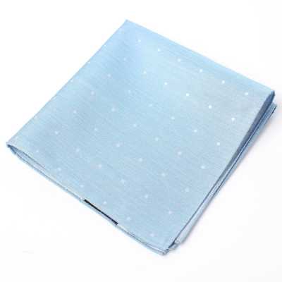 VCF-31 Pocket Square Made With VANNERS Fabric Dot Pattern Denim-Like Jacquard Indigo Blue