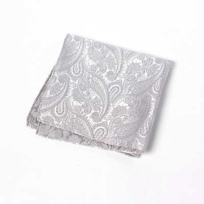 VCF-38 Pocket Square Made With VANNERS Fabric, Paisley, Light Gray