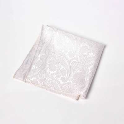VCF-39 Pocket Square Using VANNERS Fabric, Paisley Pattern, White