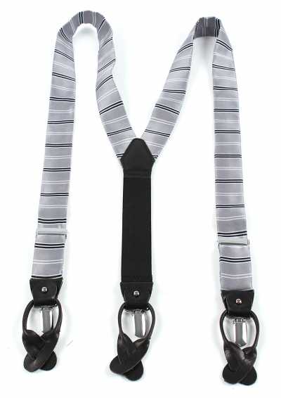 Suspenders Using VANNERS Fabric, Striped, Silver