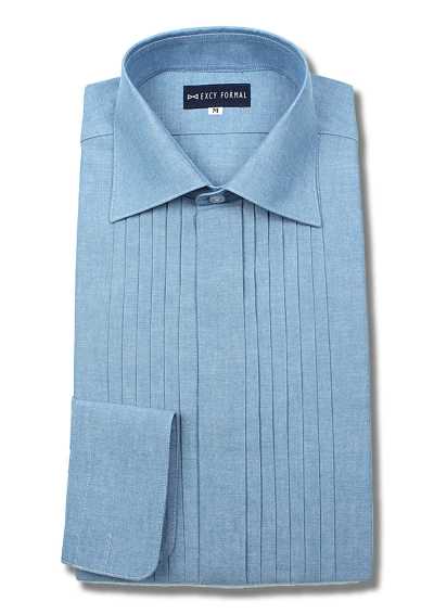 Dungaree Pleated Wide-Collar Shirt