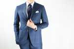 GXPSS1 Blue Check Single Suit Using DORMEUIL Textile