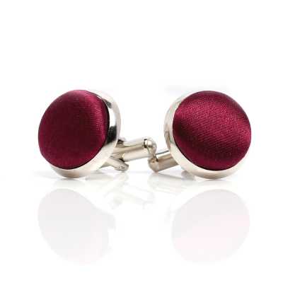 CUFF-V02 Covered Cufflinks Made With VANNERS Silk Fabric, Wine
