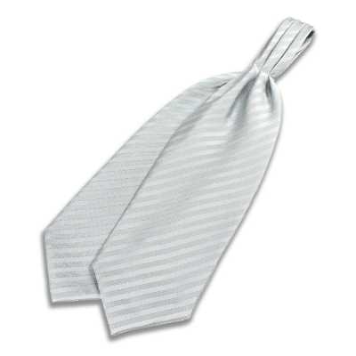 VANNERS Silk Ascot Tie Herringbone Silver