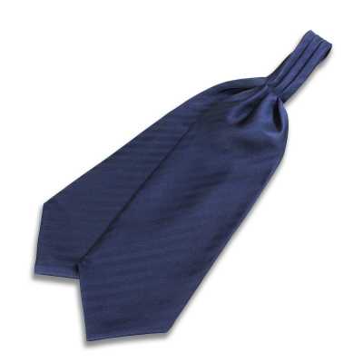 VAS-48 VANNERS Silk Ascot Tie Herringbone Navy Blue