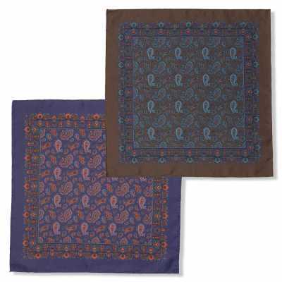 EXCY FORMAL Paisley Print Silk Pocket Square