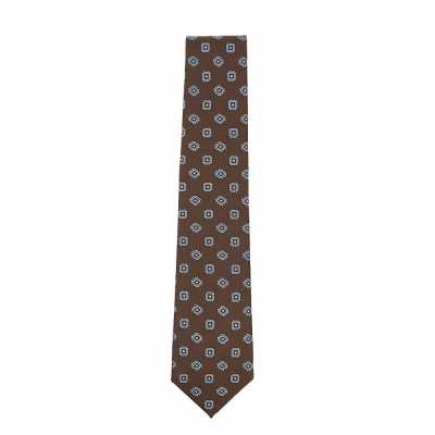 HVN-59 VANNERS Silk Wool Handmade Tie, Small Pattern, Brown