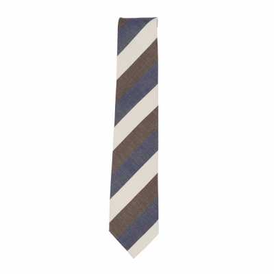 HVN-62 VANNERS Silk Handmade Necktie Regimental Navy Blue/Brown