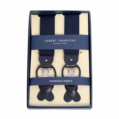 AT-NAVY-XL Albert Thurston Suspenders, Navy Blue Plain, 35MM, XL Size