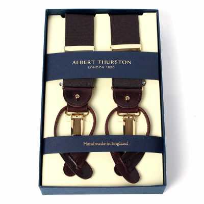 AT-BROWN-XL Albert Thurston Suspenders Brown Elastic XL Size