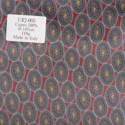 URJ-005 Italian-Made 100% Cupro Printed Lining, Small Motif Pattern