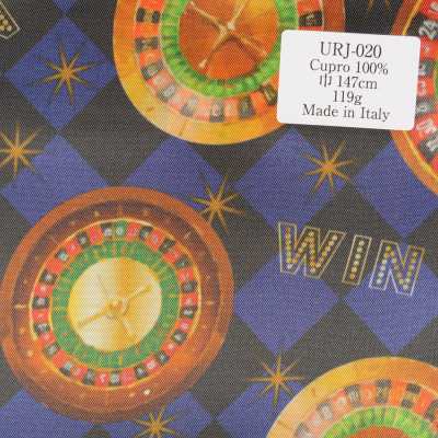 URJ-020 Made In Italy 100% Cupro Printed Lining Casino Series Roulette Pattern