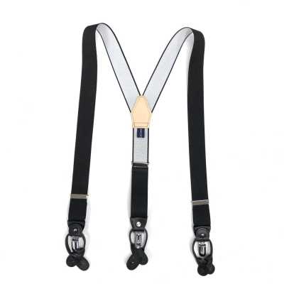 SR-BLACK SR-BLACK Suspenders EXCY Braces Black Solid 2in1 35mm Elastic