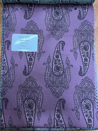 URJ-067 Italian-made 100% Cupro Printed Lining, Big Paisley Pattern, Dark Purple