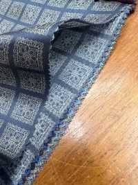 URJ-068 100% Italian Cupro Printed Lining Base Navy Blue Pattern Beige TCS Sub Photo