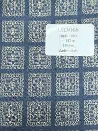 URJ-068 100% Italian Cupro Printed Lining Base Navy Blue Pattern Beige TCS Sub Photo