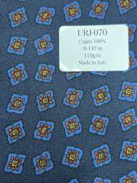 URJ-070 Made In Italy 100% Cupra Printed Lining, Small Floral Pattern, Blue TCS Sub Photo