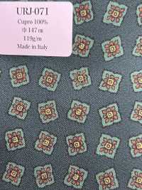 URJ-071 Made In Italy 100% Cupra Printed Lining Small Floral Pattern Green TCS Sub Photo