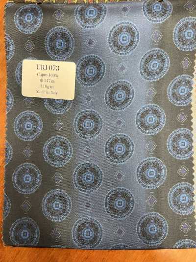URJ-073 Made In Italy Cupro 100% Printed Lining, Navy Blue Gradient
