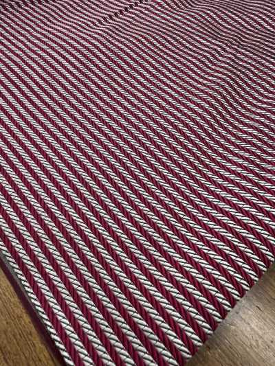 AI-14 Silk Jacquard Horizontal Stripes Maroon X Silver [Outlet]