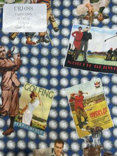 Made In Italy Cupro 100% Printed Lining Golf Blue
