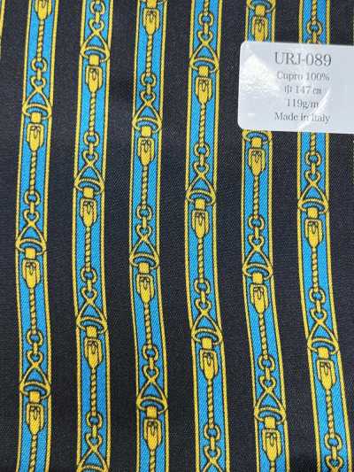Italian-made 100% Cupro Printed Lining, Zipper Blue