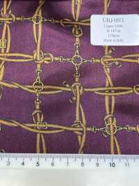 URJ-093 Made In Italy 100% Cupra Printed Lining Belt Check Wine Red TCS Sub Photo