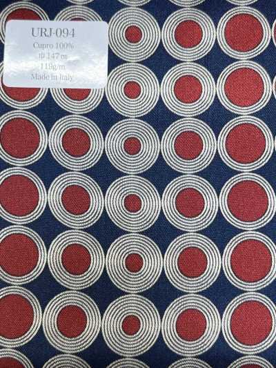 URJ-094 Made In Italy Cupro 100% Printed Lining Multi-Dot Red × Navy Blue