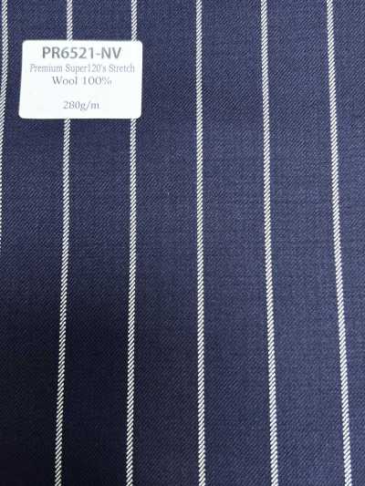 PR6521-NV Classic Japanese-made Premium Super120's Stretch Stripe Navy Blue