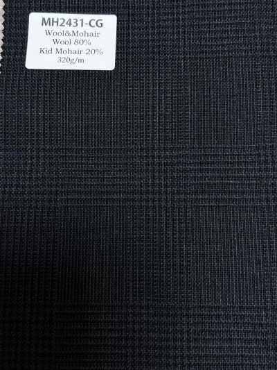 MH2431-CG Standard Made-in-Japan Wool Mohair Worsted (Tonic Style) Check Charcoal Gray