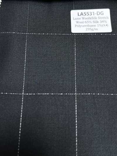 LA5531-DG Standard Japanese-Made Silk Lame Wool Stretch Check