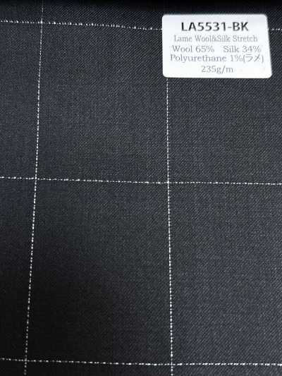 LA5531-BK Classic Made In Japan Silk Lame Wool Stretch Check Black