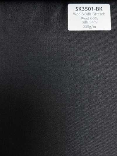 SK3501-BK Standard Japanese-Made Silk Wool Stretch Black