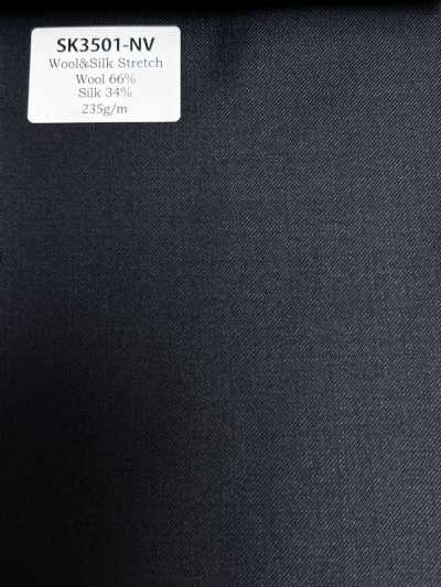 SK3501-NV Standard Japanese-made Silk Wool Stretch Navy Blue