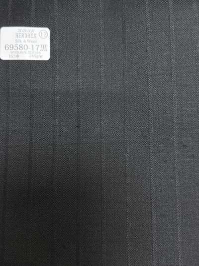 69580-17 26AW HERDREX [Silk & Wool] Silk And Wool Black Shadow Stripe
