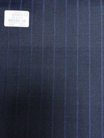 69580-38 26AW HERDREX [Silk & Wool] Silk And Wool Navy Shadow Stripe